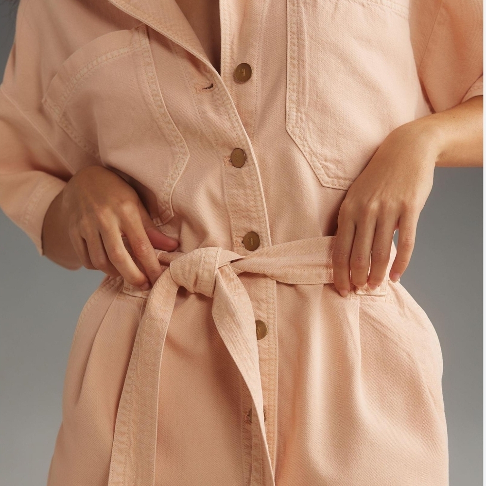 Peach Button-Up Jacket with Belt